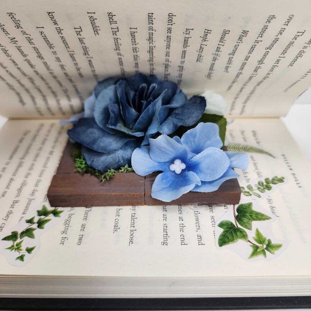 Springtime Hand-Crafted Springtime Blue Flowered Décor 8" x 5.75" Book Garden